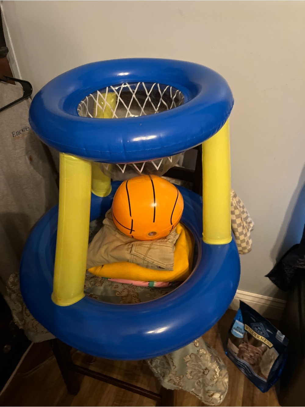 Kids Inflatable Basketball Hoop - Blue & Yellow